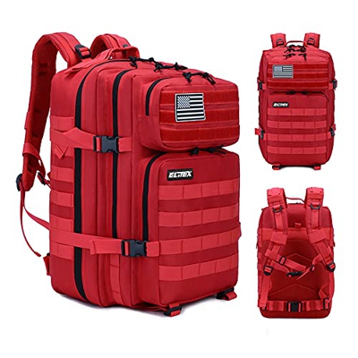 Elitex Mochila 25L Tactica Militar Bandera USA Impermeable para Deporte, Gimnasio, Aire Libre Oxford 900D (Rojo)