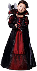 Cloudkids Disfraz Vampiresa de Niña 7-9 Años, Halloween Disfraz de Vampiro Niña Chica, Talla L, Color Rojo y Negro características