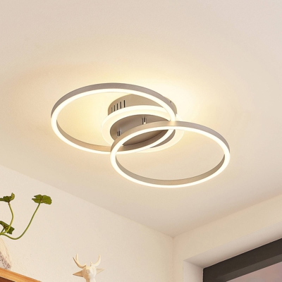Lindby plafón LED Fjardo CCT anillos, plata