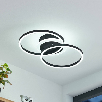 Lindby plafón LED Fjardo CCT anillos, negro
