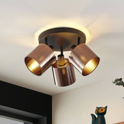 Lindby Joudy plafón, 3 luces, bronce oscuro en oferta