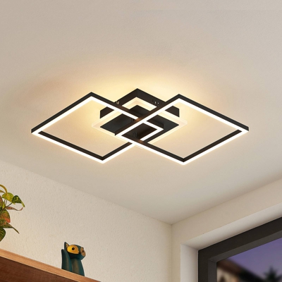 Lindby plafón LED Fjardo CCT cuadrados, negro