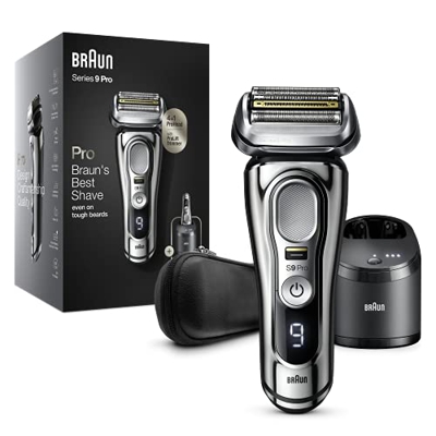 Braun Series 9 Pro 9466cc - Afeitadora eléctrica para hombre (cabezal de afeitado 4+1 con ProLift Trimmer, estación de limpieza 5 en 1, batería de 60 