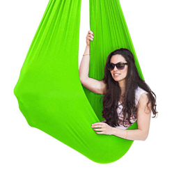 ZHJIUXING SF Hanging Hammock Chair,Indoor Therapy Sensory Swing Adjustable Hammock Great for Autism ADHD Aerial Yoga Swing, Grass Green, 150x280cm-59x precio