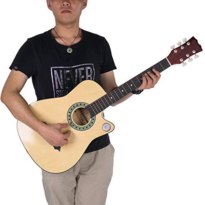 Kit de guitarra de madera, guitarra acústica para principiantes, incluye bolsa, un juego de cuerdas, protección para pulgar, etc. 95 x 35,5 x 9 cm