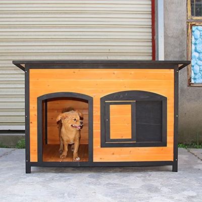 DHYBDZ Casa de Madera para Perros para Mascotas pequeñas, Refugio Grande para Mascotas al Aire Libre e Interior, cabaña de Madera Resistente a la Inte