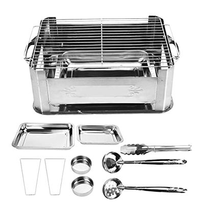 Parrilla De Carbón Portátil, Parrilla De Barbacoa Al Aire Libre De Acero Inoxidable, Parrilla De Barbacoa De Mesa Para Camping, Patio, Patio Trasero, 