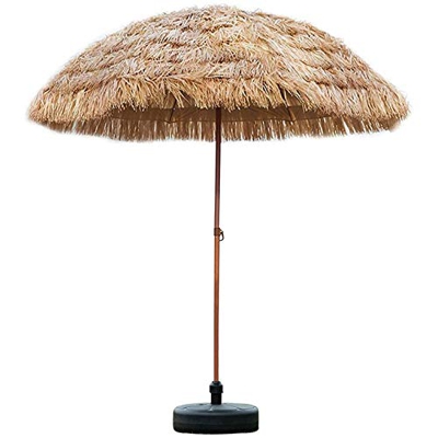 Sombrilla redonda para patio al aire libre de 2,4 m / 8 pies, sombrillas hawaianas de palapa Hula con base, sombrilla de jardín, cubierta de piscina i