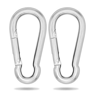 everlar® mosquetón doble pack I 9mm L, 250kg I Fijación segura y fácil de sillas colgantes, hamaca, columpio, saco de boxeo, toldo y muchos más