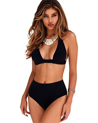 heekpek Conjuntos De Bikinis Traje De Baño Mujer a Lunares Top Halter Biquini Braga Cintura Alta Bañador para Mujer Push Up Bikini Playa Swimsuit Swim