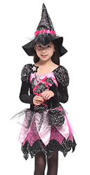 Cloudkids Disfraz de Bruja para Niñas Infantil con Sombrero de Bruja Hechicera- Niña - Disfraz - Carnaval - Halloween - Cosplay - Accesorios - Talla L en oferta