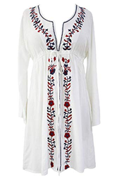 L-Peach Pareo Floral Bordado para Mujer Verano Vestido de Playa Túnica de Algodón Beach Bikini Cover ups en oferta