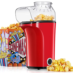 Palomitero, 1400W Automática Máquina de Palomitas con Gran Capacidad, Aire Caliente Sin Grasa Aceita, Tapa Removible y Libre de BPA (Rosso) características