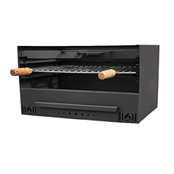 Cajón para Barbacoa con parilla JOIMA, barbacoa de leña, carbón y gas rectangular 560x400mm con 4 alturas y cajón para cenizas en oferta