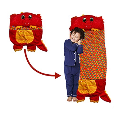Saco de dormir 2 en 1 con diseño de dragón, plegable, con cojín, para niños, material suave y lavable a máquina, ideal como regalo para niños y niñas,
