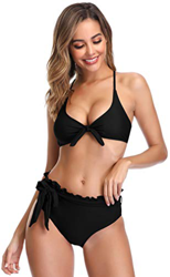 SHEKINI Top de Tubo para Mujer Parte Posterior Inferior Bikini Arco Cintura Media Orejeras Traje de baño Cinturón de Lazo Desmontable Conjunto de Traj características