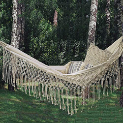 KTDT Hamaca Columpio al Aire Libre, Cama Colgante portátil, Lona Blanca, Borla, Encaje, Silla Colgante Perezosa, Viaje, Playa, Acampada al Aire Libre, características