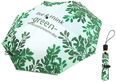 Sombrilla Plegable Sombrilla Creativa Pequeña Pintura Automática Fresca Sol Y Lluvia Doble Uso Triple Hoja Negra Prueba De Viento