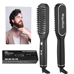 Brush Hair Straightening Brush, 30s Fast Heating Anti-Scald Beard Straightening Comb, 3 en 1 Electric Ceramic Hair Brush for Women and Men, 5-temp Adj precio