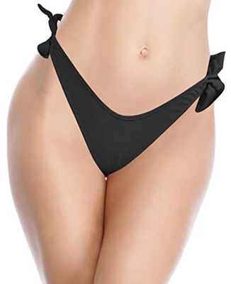 SHEKINI Traje de Baño para Mujer Bikini Pantalones de Baño Cintura Baja Brasileño Braguitas de Bikini Tanga Sexy Pantalones de Bikini de Playa(Negro-3