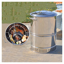Estufa Colgante para Barbacoa de Carbón Barril de Parrilla Estofado de Carbón Barbacoa de Gran Capacidad Acero Inoxidable 201 Horno Dividido 360 ° Asa en oferta