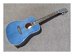 FKKLGNBDR Guitarra Ebony Fingerboard Flamed Maple Atrás Lado Encuadernación Azul Ronda De 41 Pulgadas Guitarra Acústica (Color : Guitar, Size : 41 Inc en oferta