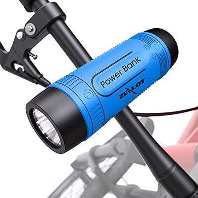 Altavoz Bluetooth con soporte para bicicleta, altavoz bluetooth inalámbrico 4000 mAh Powerbank, luz LED, autonomía de 24 horas, soporte AUX y SD, muy 