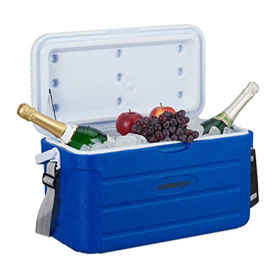 Relaxdays Nevera Portátil, Refrigerador Playa Camping, sin Electricidad, Plástico, 20 l, 29,5 x 52,2 x 26,5 cm, Azul
