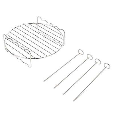 Changor Parrilla para Barbacoa, Conveniente Acero Inoxidable Compatible con freidora de 18 cm Acero Inoxidable (Plateado)