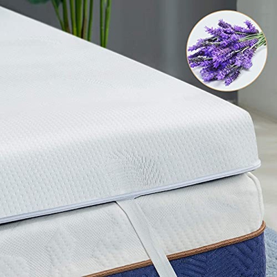 BedStory Colchón Topper de Espuma con Memoria, con Esencia de Lavanda, Cubierta de Microfibra, Topper viscoelástico para Cama, CertiPUR-US Certificado