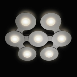 GROSSMANN Disc plafón LED, gris plata, 7 luces características
