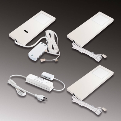 Lámpara bajo mueble LED Slim-Pad F, juego de 3