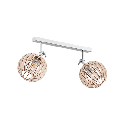 Plafón Paz pantalla bola láminas madera, 2 luces