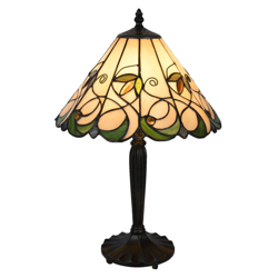 Lámpara de mesa 5207 estilo Tiffany, crema-verde en oferta
