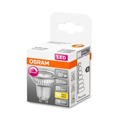 OSRAM reflector LED vidrio GU10 7,9W 927 120° dim