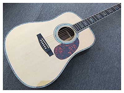 FKKLGNBDR Guitarra Spruce sólido Top Guitarra acústica Hecha a Mano Ebony Fingerboard Real Incrustado Guitarra eléctrica (Color : Guitar and Pickup, S