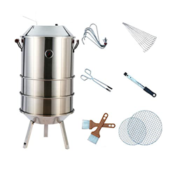 WANGF Estufa Colgante para Barbacoa Horno de Acero Inoxidable el Diseño Dividido es Fácil de Limpiar Termómetro de 350 ° Viene con Brochetas Anillo Co características