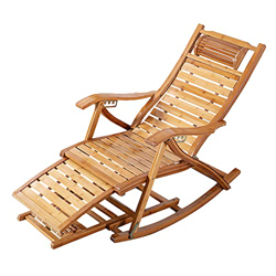 QDY-Rug Tumbona Reclinable Sillas de bambú, Silla reclinable Plegable con reposabrazos, Silla de Gravedad Cero con Respaldo Ajustable, para balcón, Pa en oferta