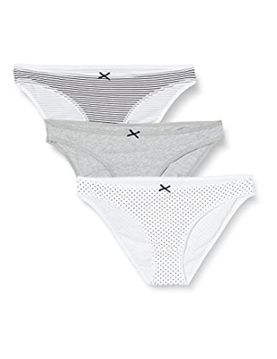 Marca Amazon - Iris & Lilly Braguita Mujer, Pack de 3, Multicolor (Grey Melange Bc), L, Label: L