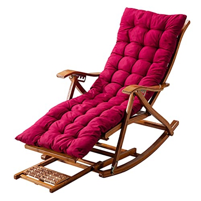 Tumbona Reclinable Sillas tumbona con cojín engrosado, silla de bambú de gravedad cero con respaldo ajustable, sillón reclinable con tabla de masaje d