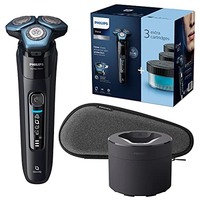 Philips S7783/63 Afeitadora eléctrica Wet & Dry serie 7000 con cuchillas de precisión de acero, sensor de control de movimiento y cabezales flexibles 