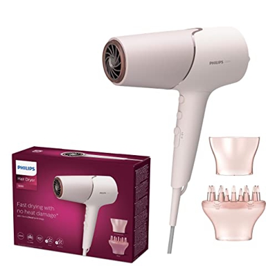 Secador de pelo de la serie 5000 de Philips con tecnología ThermoShield, 3 posiciones de calor y 2 de velocidad, potencia de secado de 2300 W, BHD530/