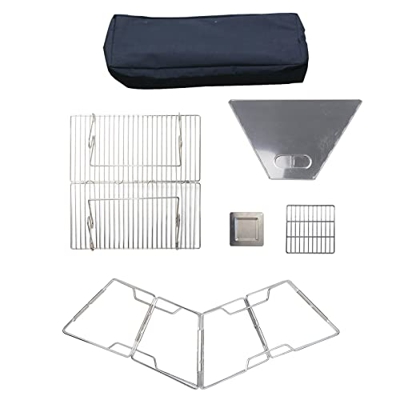 Parrilla portátil, parrilla para fogata, equipo de cocina para acampar, hoguera portátil en forma de x sobre fuego para acampar con bolsa de transport
