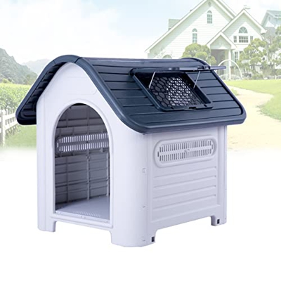 HRTX 3 Respiraderos y Ventana Abrible, Caseta para Perro con Puerta ExtraíBle Base, Techo Inclinado Caseta Perro para Perros Medianos Interior Exterio
