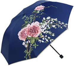 Sombrilla Plegable Sombrilla Sombrilla Protección Solar Protección Uv Lluvia Fresca Luz Solar Doble Impresión Pequeño Paraguas Negro-azul Marino Prueb características
