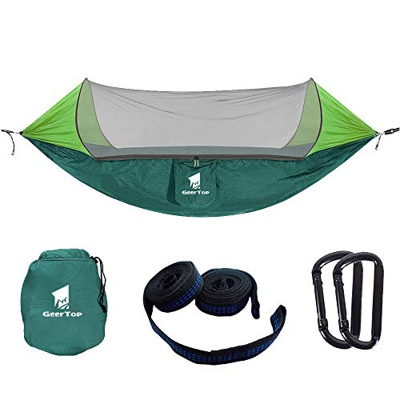 Geer Top Hamaca con mosquitera, hamacas Ligeras Transpirables con Correas de árboles para mochileros, Camping, Viajes, Playa, Patio