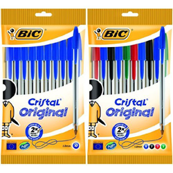 Bic - Pack 10 bolígrafos de punta redonda de color azul + 10 bolígrafos de punta redonda de colores variados precio