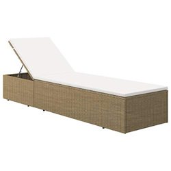 vidaXL Tumbona Hamaca Asiento Cama Jardín Patio Piscina Balcón Salón al Aire Libre Exterior Cómodo de Ratán Sintético Marrón y Blanco Crema precio