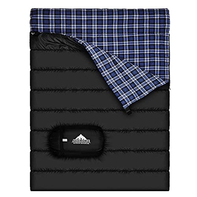 Saco de dormir doble de franela de algodón para camping, senderismo o senderismo. Saco de dormir impermeable para 2 personas, para adultos o adolescen