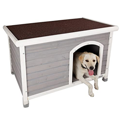Casetas para perros Casa para Perros De Madera Maciza Casa para Mascotas Fieltro De Linóleo Grueso Parte Superior Inferior Extraíble Y Lavable Casa pa en oferta